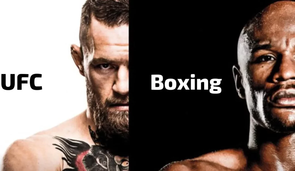 Split-screen image of UFC and boxing fighters promoting IPTV streaming for combat sports