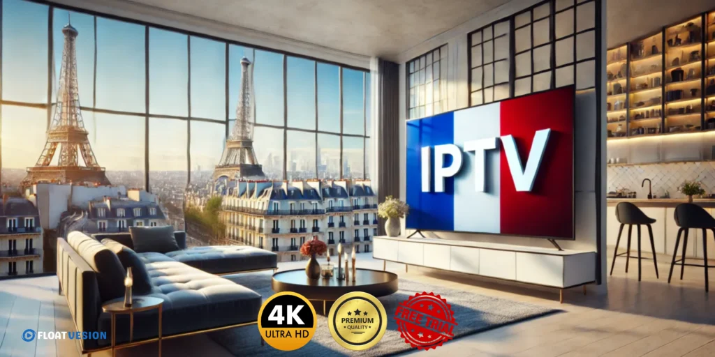 Best IPTV Service France (2026) β 7 Powerful & Affordable Streaming Picks 1 Modern living room showing best IPTV service France in 4K Ultra HD