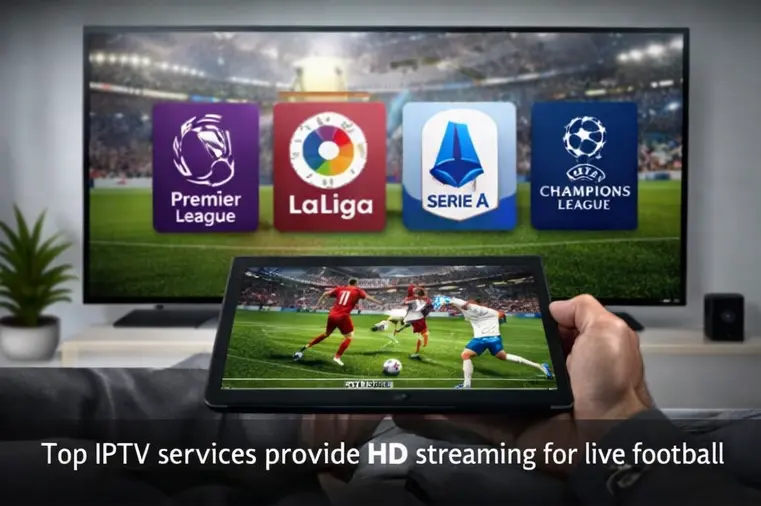 IPTV streaming football on multiple devices including tablet and TV