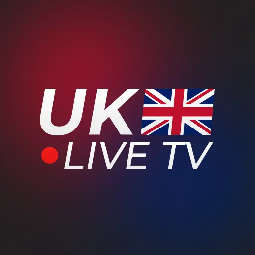 UK live TV streaming graphic with British flag and IPTV concept design